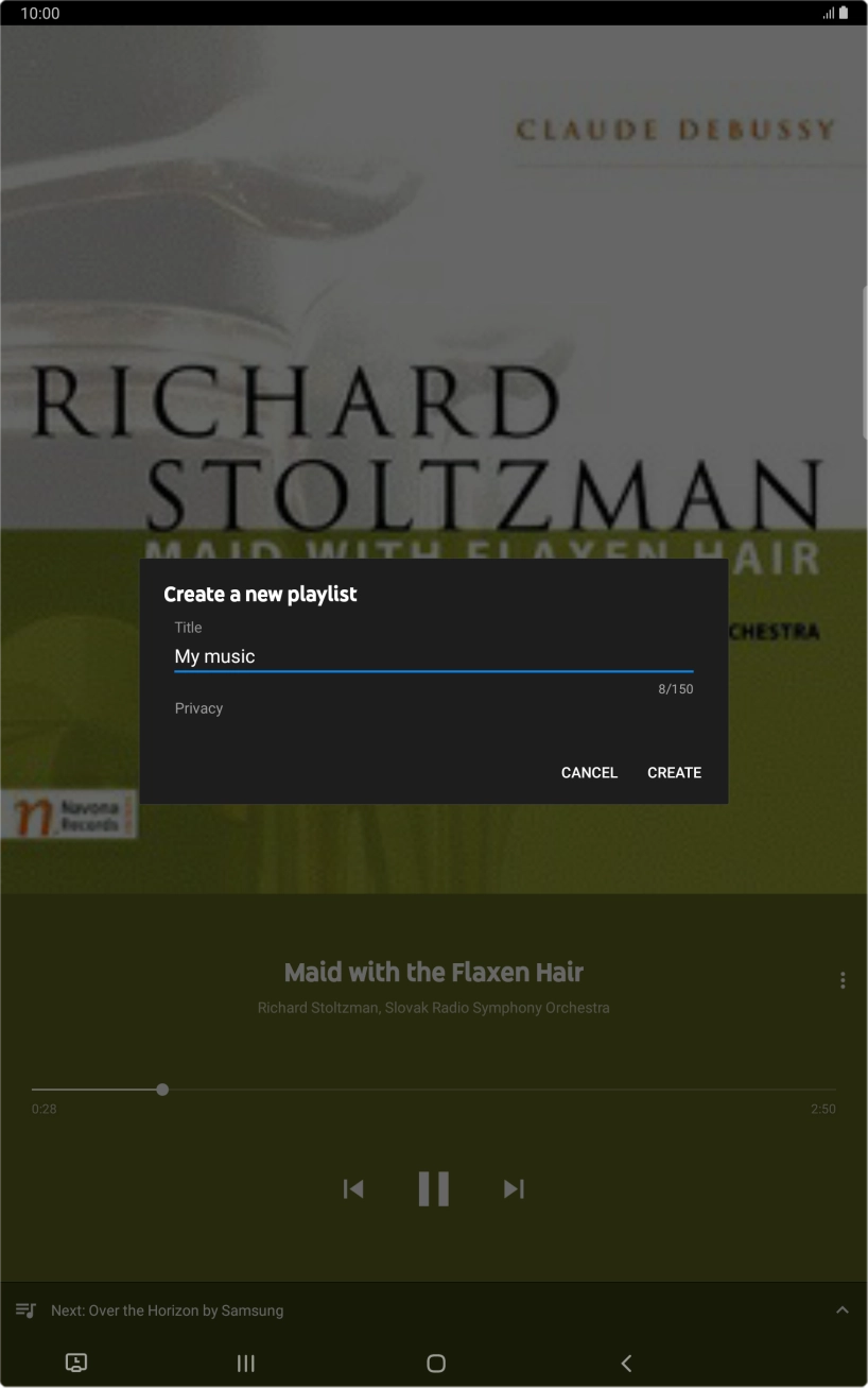 Key in a name for the playlist and press CREATE.