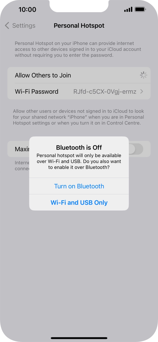 If Wi-Fi is turned on, press Wi-Fi and USB Only.
