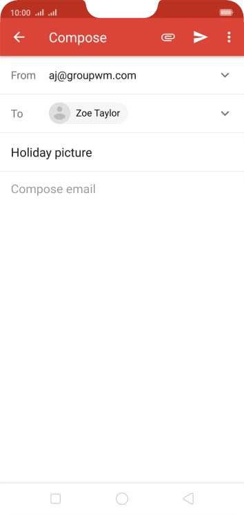 Press the text input field and write the text for your email. Press the text input field and write the text for your email.