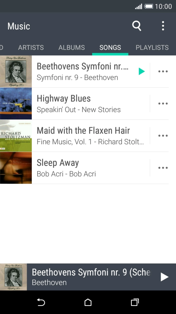 Press the required audio file.