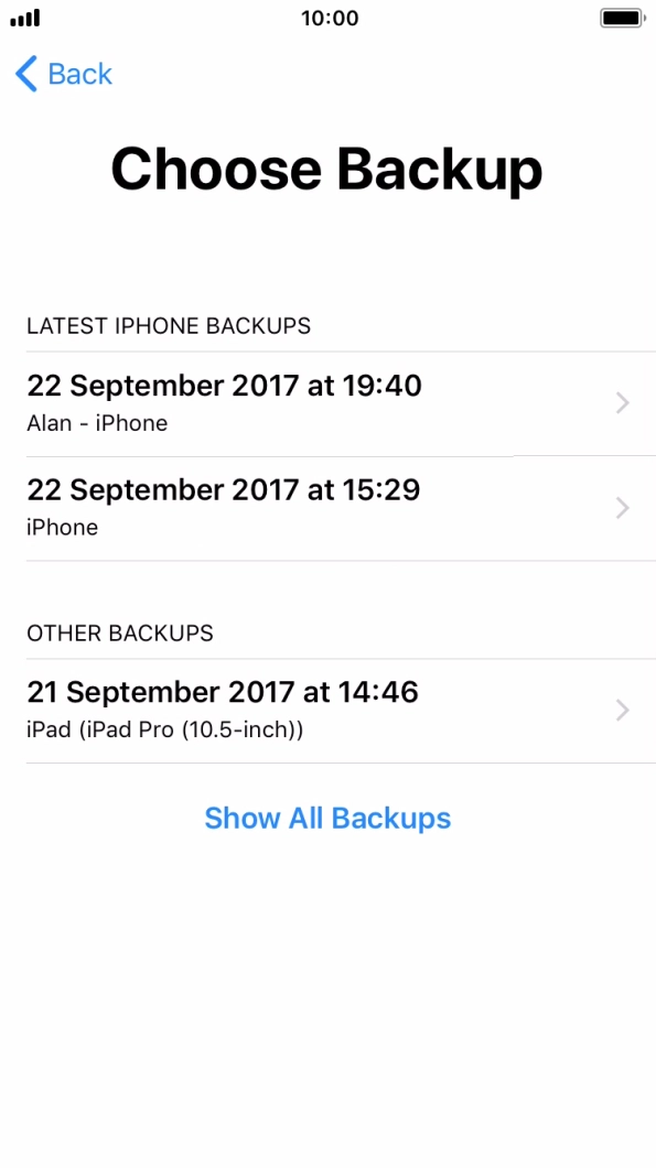 Press the required backup and your phone restores the content of the selected backup. Subsequently, follow the instructions on the screen to set up your phone and prepare it for use.