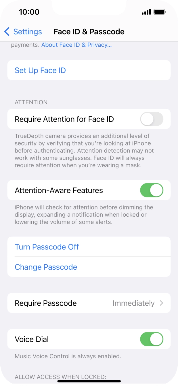 Press Turn Passcode Off and key in the phone lock code.