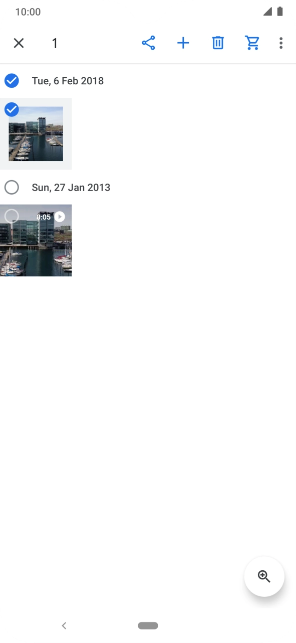 Press the required pictures or video clips to add them.