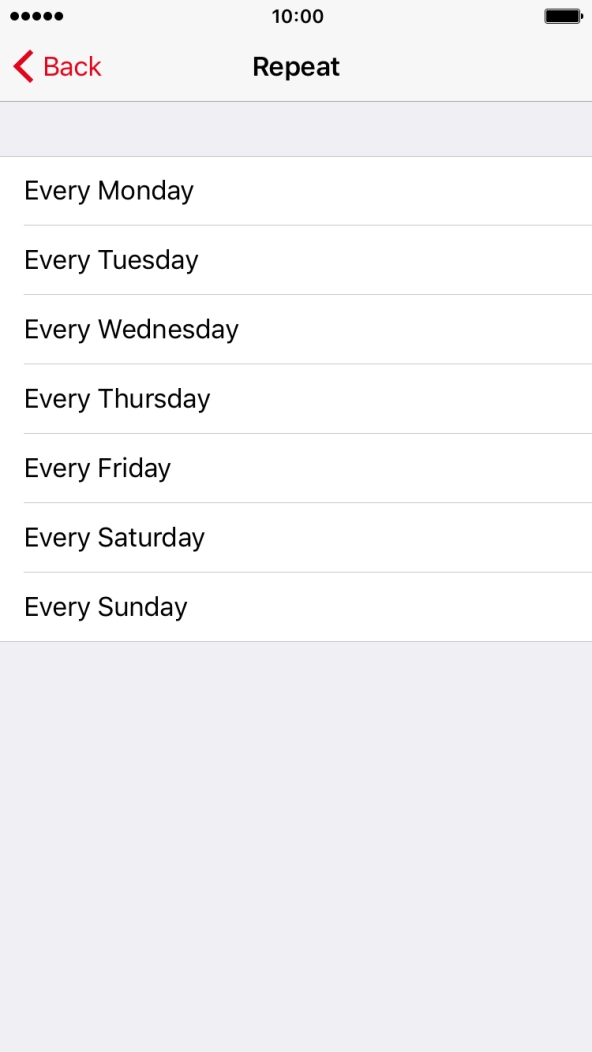Press the required days.