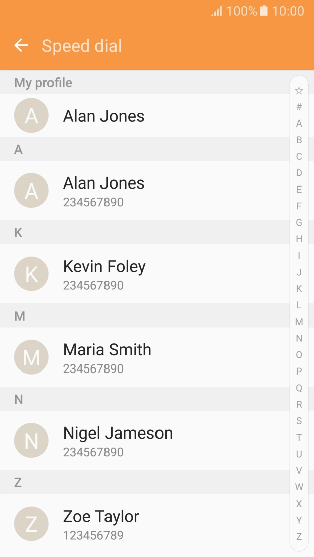 Press the required contact.