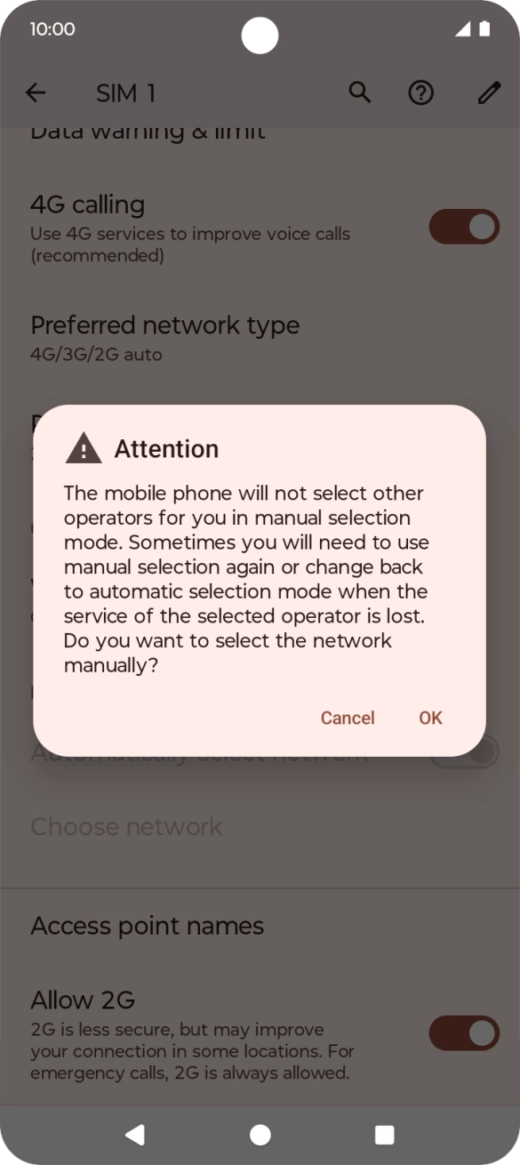 Press OK and your phone will search for networks.