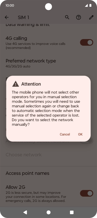 Press OK and your phone will search for networks. Press OK and your phone will search for networks.