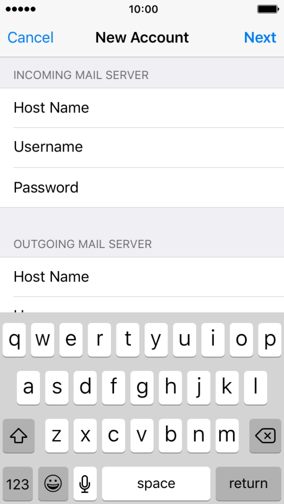 Press Host name and key in smtp.telstra.com.