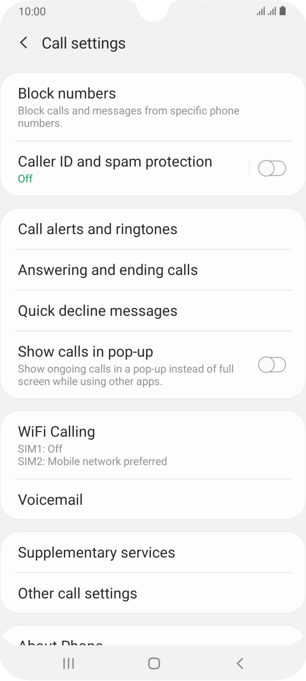 Press Supplementary services.