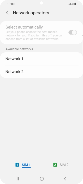 Press the required network. Press the required network.