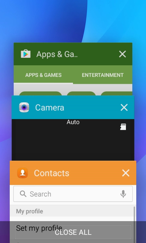 Press CLOSE ALL to end all running applications.