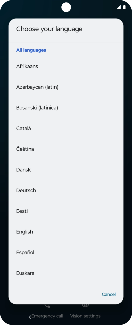 Press the required language. Press the required language.