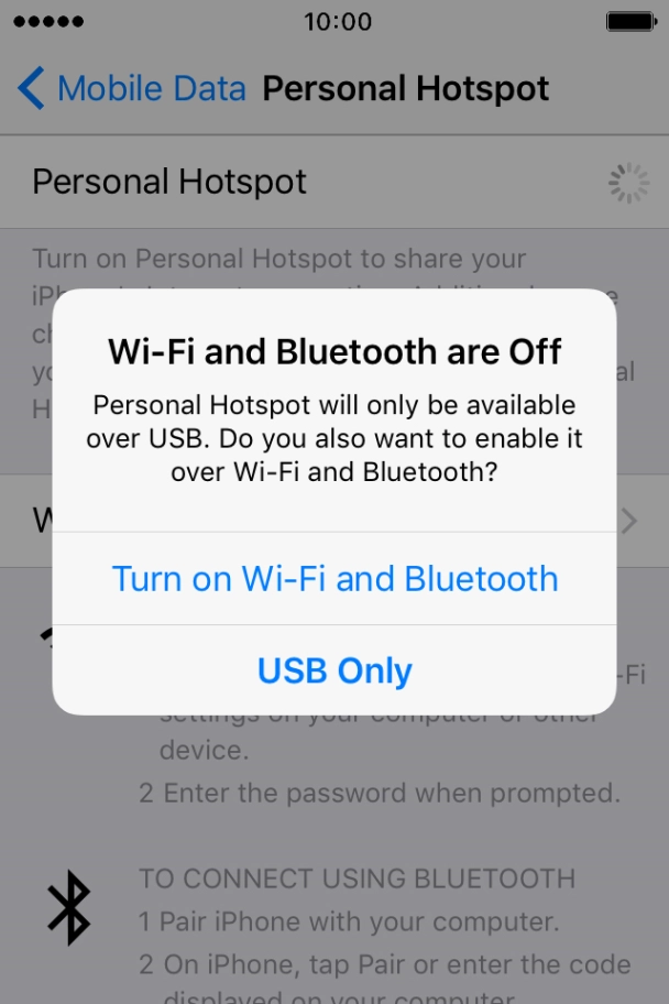 Press Turn on Wi-Fi and Bluetooth. Press Turn on Wi-Fi and Bluetooth.
