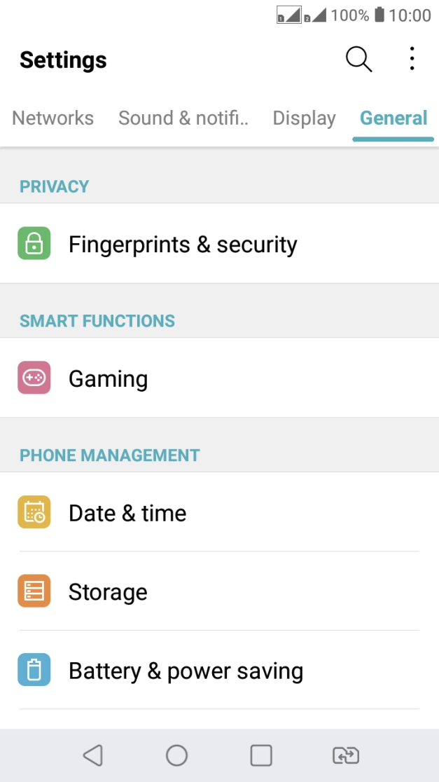 Press Fingerprints & security.