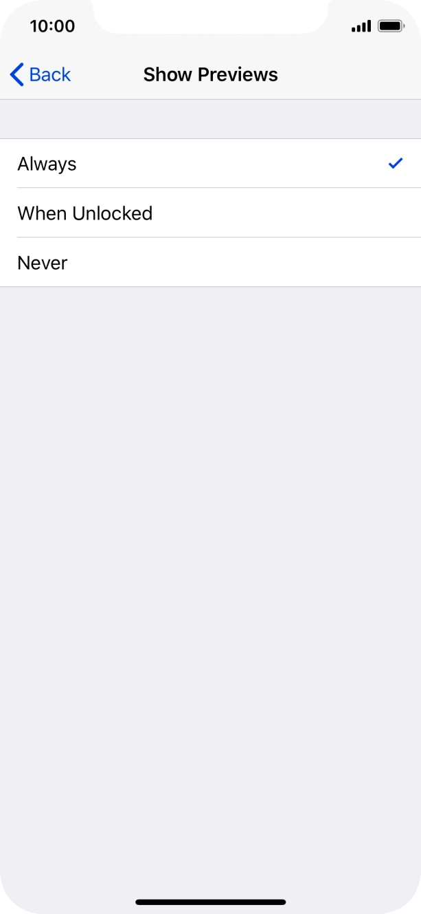 To select notification preview on the lock screen, press Always.