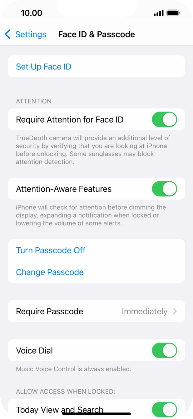 Press Turn Passcode Off and key in the phone lock code.