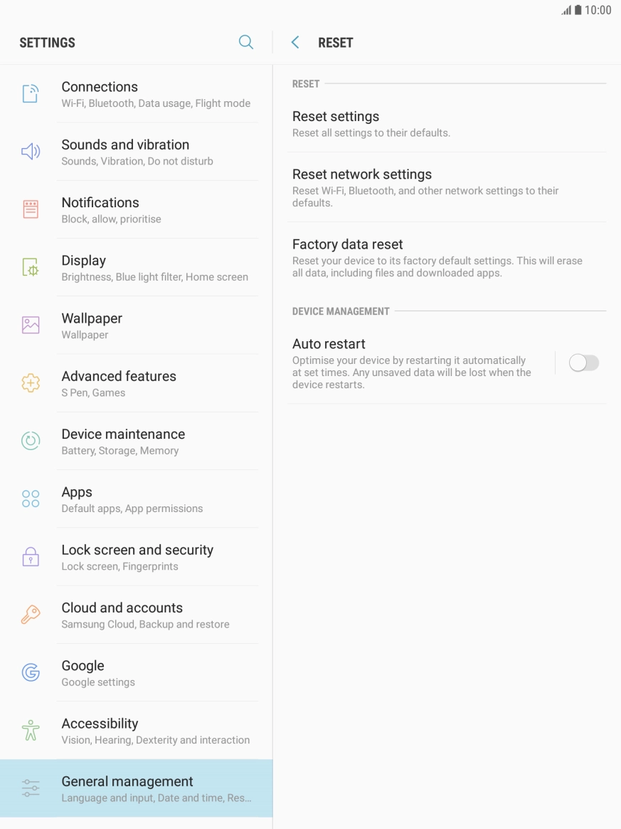 Press Factory data reset. Press Factory data reset.