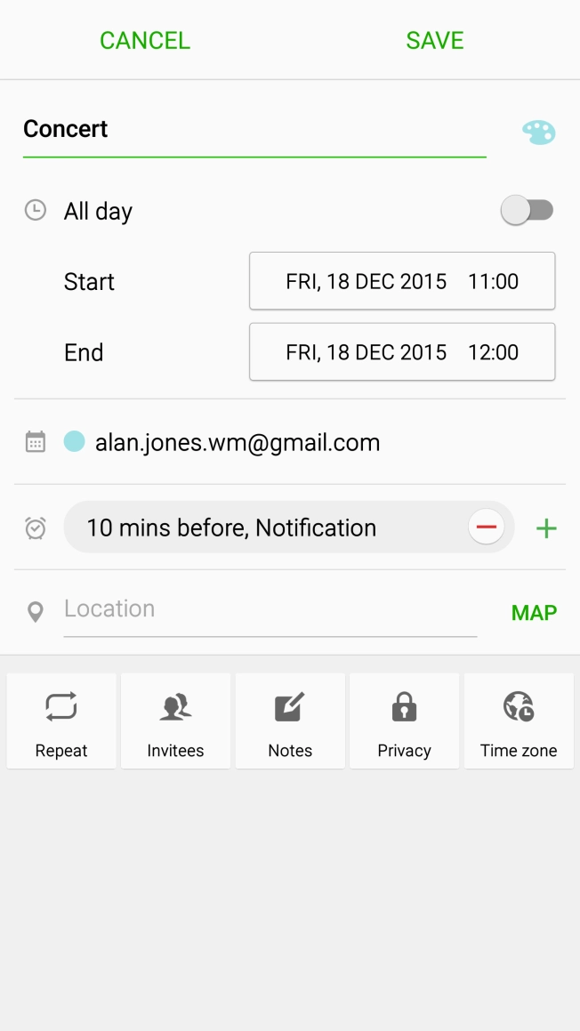 Press the field next to 