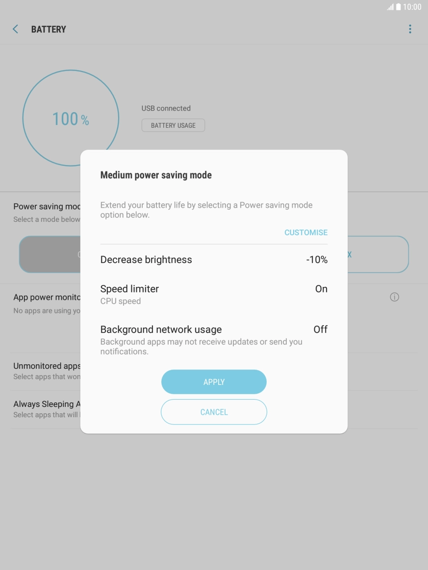 Press APPLY to turn on the function.