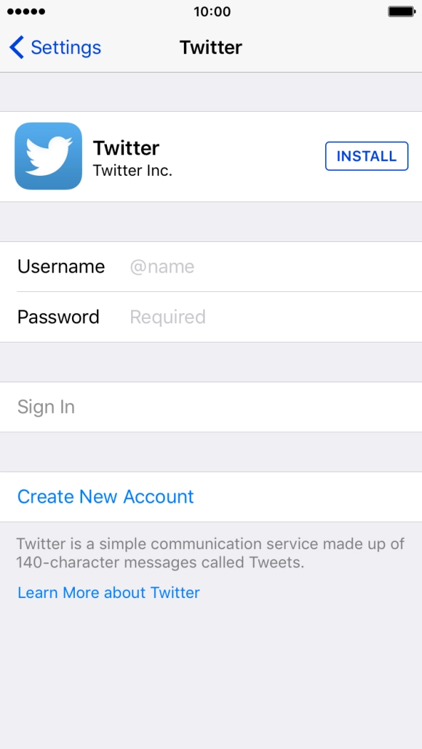 Press INSTALL and wait while Twitter is installed. Press INSTALL and wait while Twitter is installed.