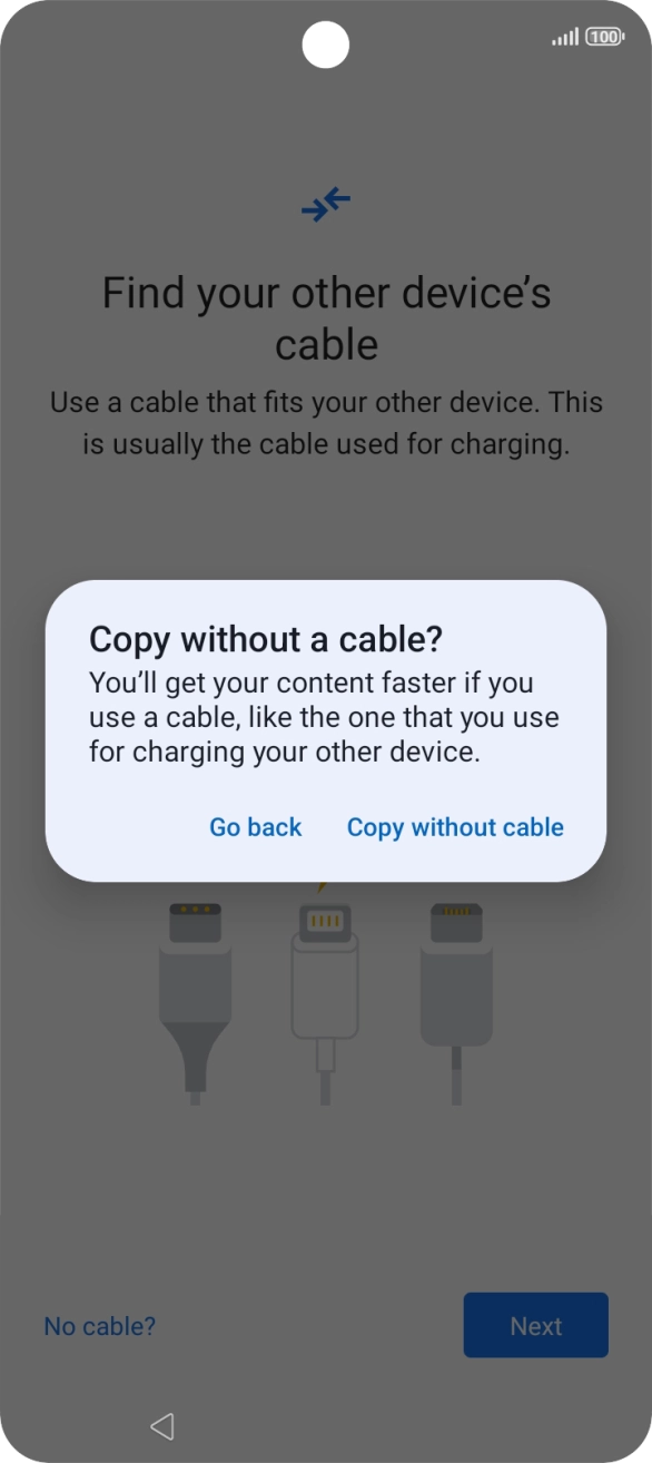 Press Copy without cable.