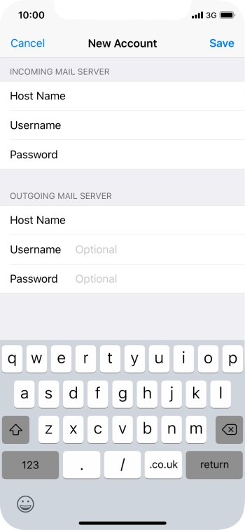 Press Username and key in the username for your email account. Press Username and key in the username for your email account.