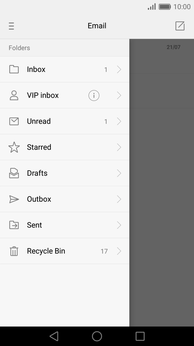 Press the inbox below the required account.