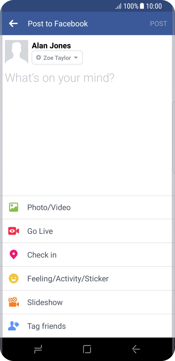 Press the text input field and write the required text.