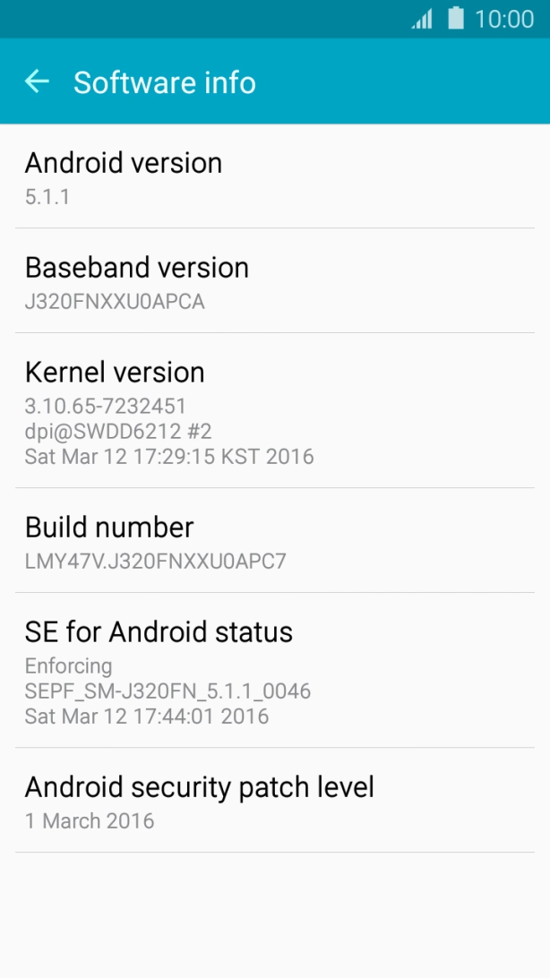 Your phone's software version is displayed below Android version.