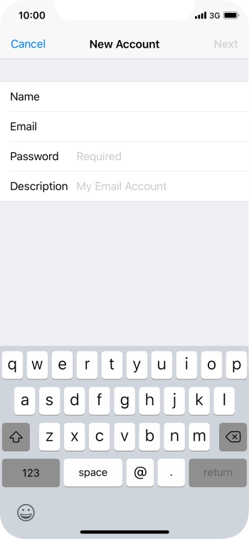 Press Password and key in the password for your email account. Press Password and key in the password for your email account.