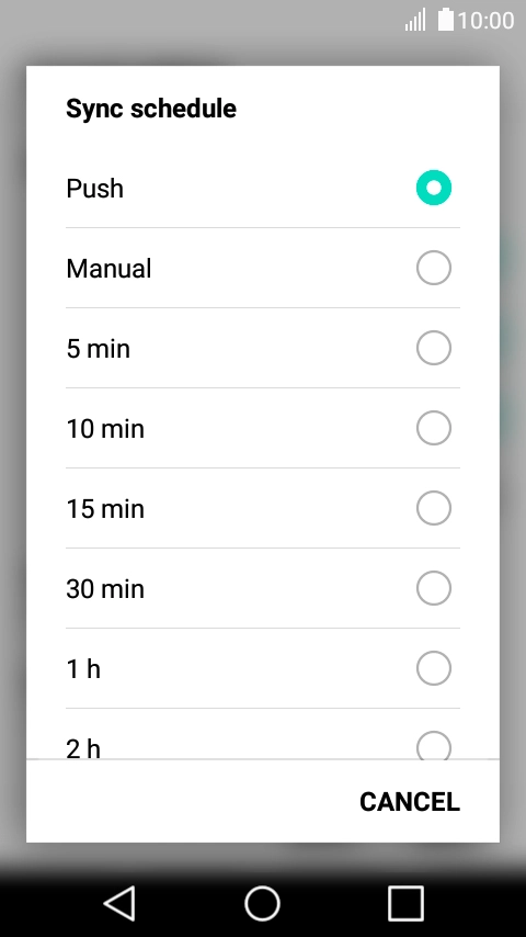 Press the required setting.