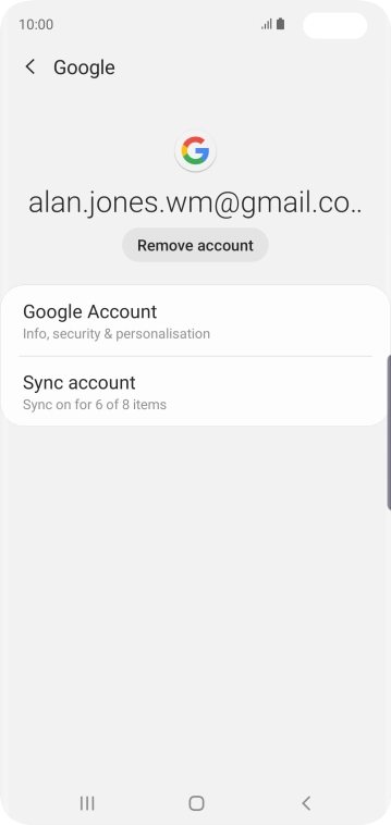 Press Sync account.
