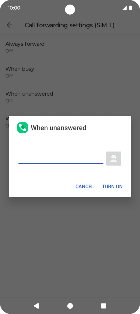 Key in +61101 and press TURN ON.