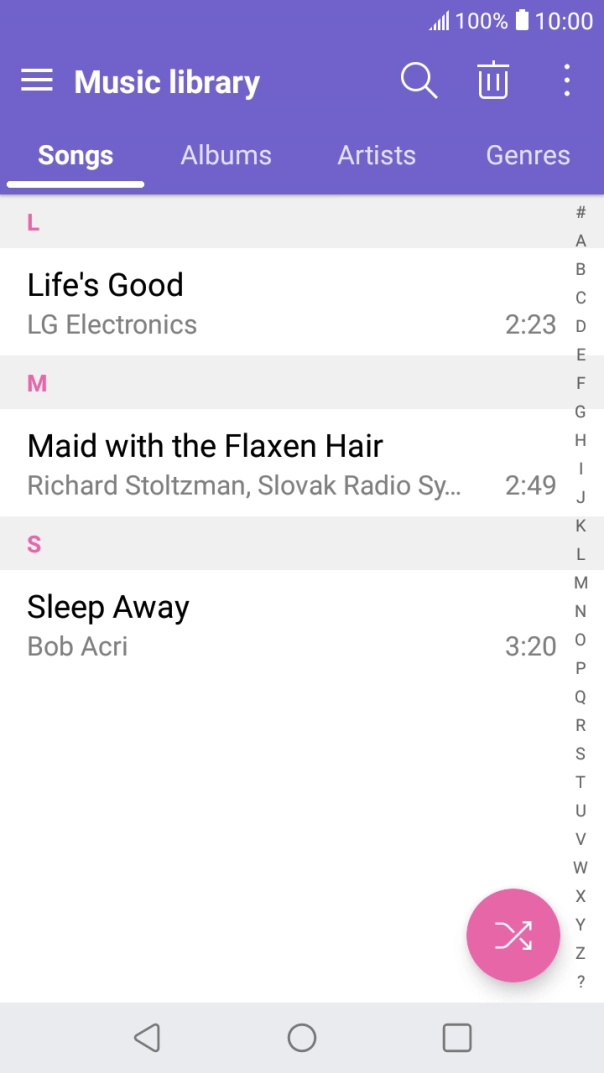 Slide your finger right starting from the left side of the screen.