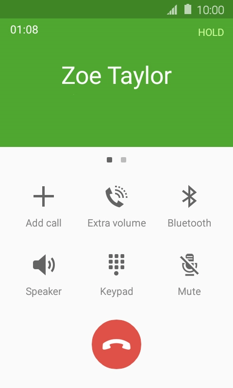 Press the end call icon.