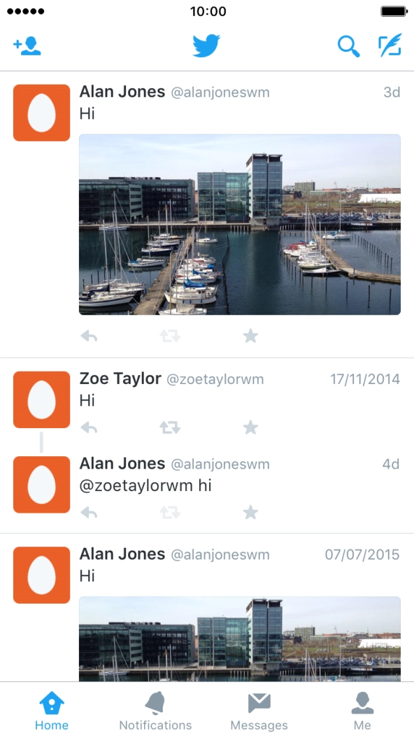 Press the new tweet icon. Press the new tweet icon.