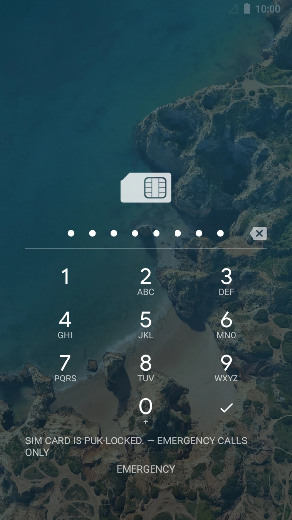 Key in the PUK and press the confirm icon.