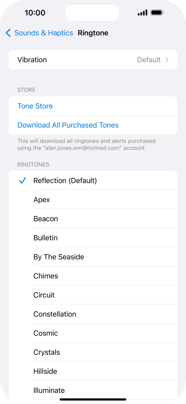 Press the different ring tones to hear them.