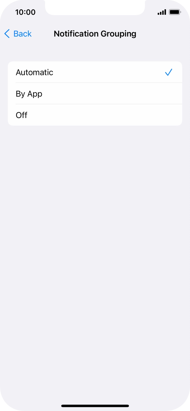 Press the required setting.