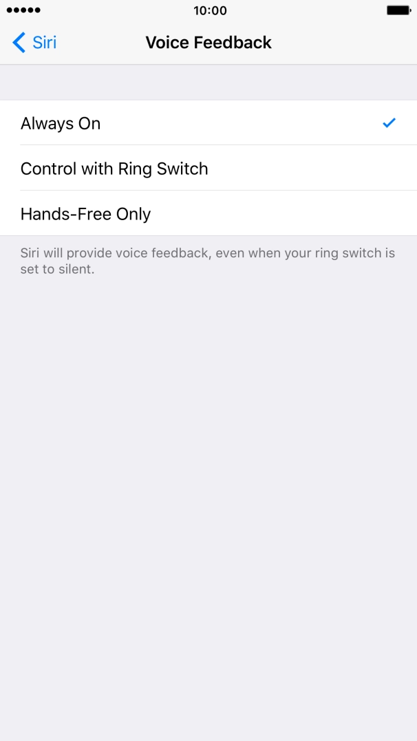 Press the required setting. Press the required setting.