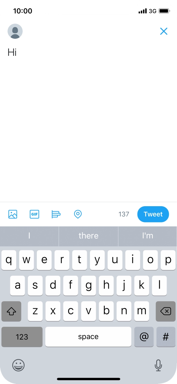 Write the required text and press Tweet.