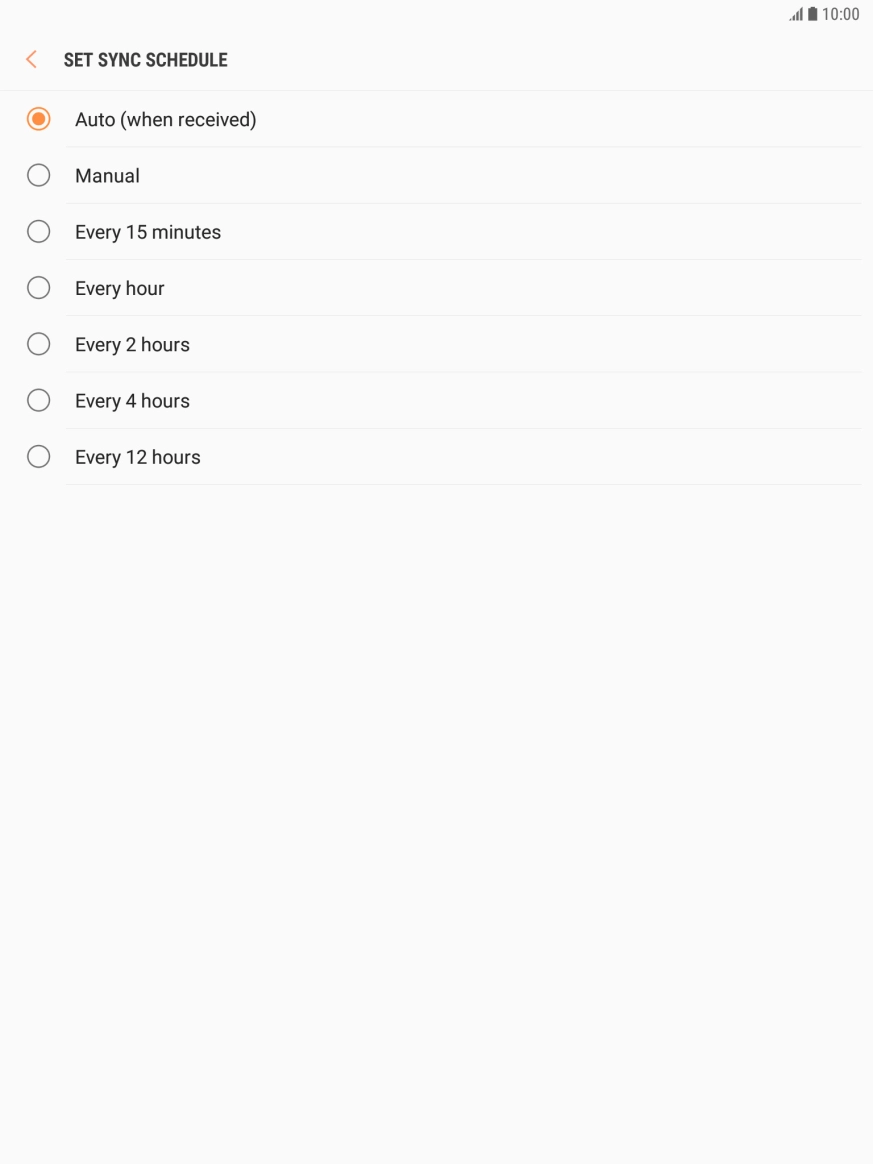 Press the required setting.