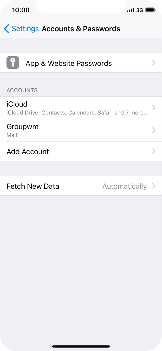 Press the name of the email account you've just set up. Press the name of the email account you've just set up.