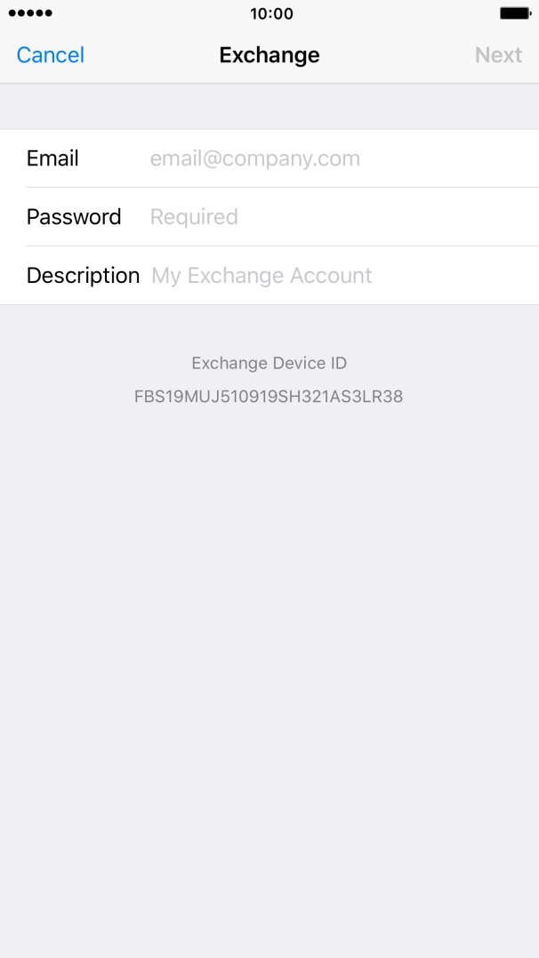 Press Email and key in your email address.