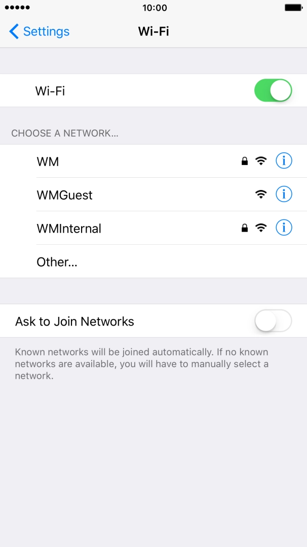 Press the required Wi-Fi network.