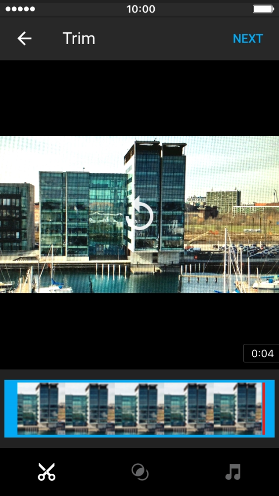 Follow the instructions on the screen to edit the video clip and press NEXT.