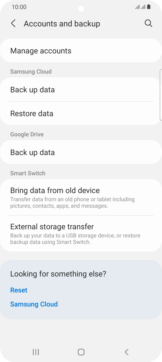 Press Manage accounts. Press Manage accounts.