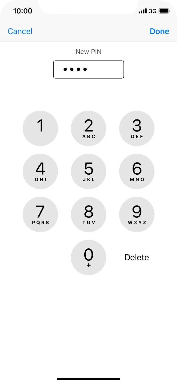 Key in a new four-digit PIN and press Done.