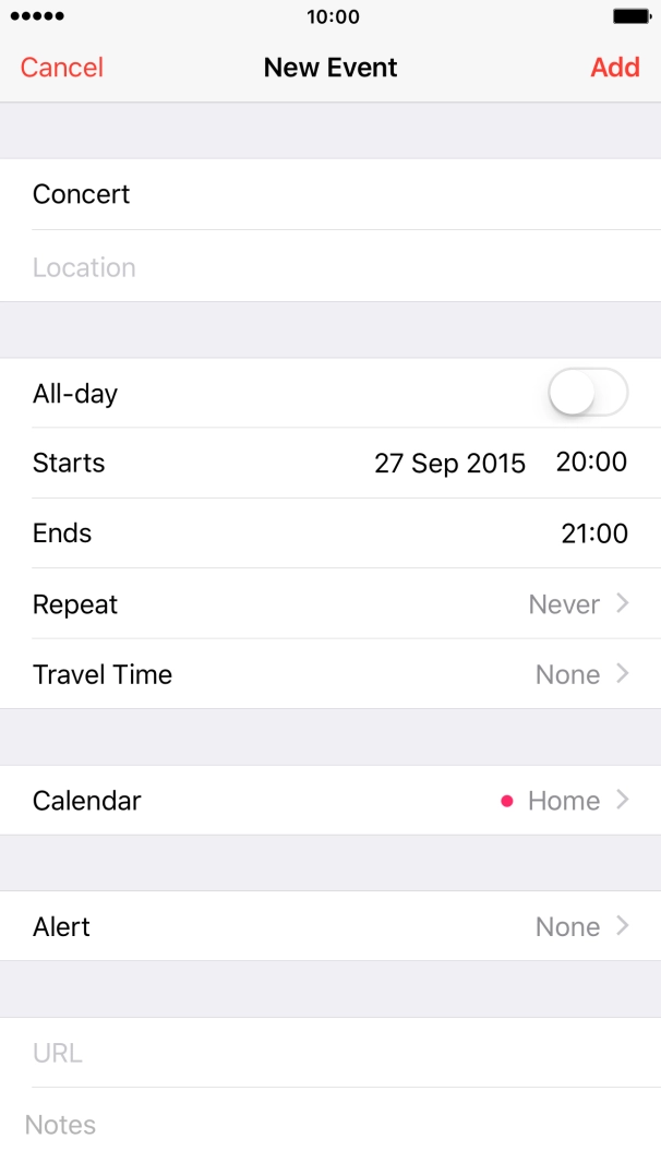 Press Ends and select the required end time.