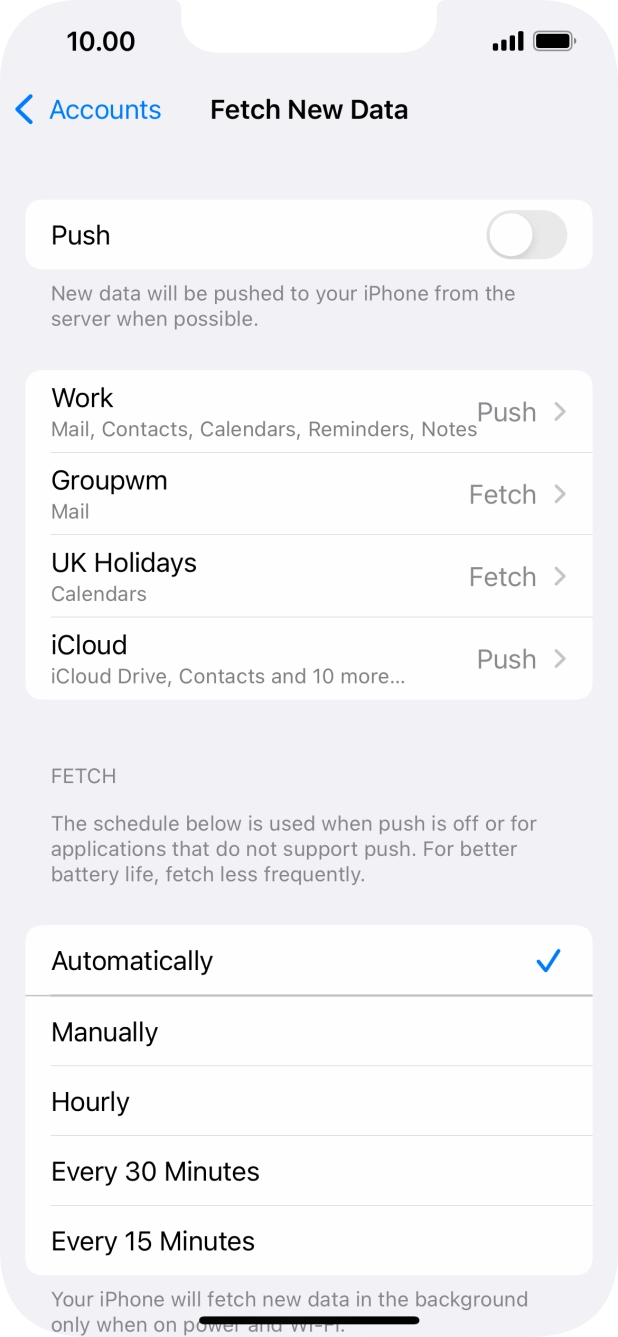 If you turn off the function, press the required setting.